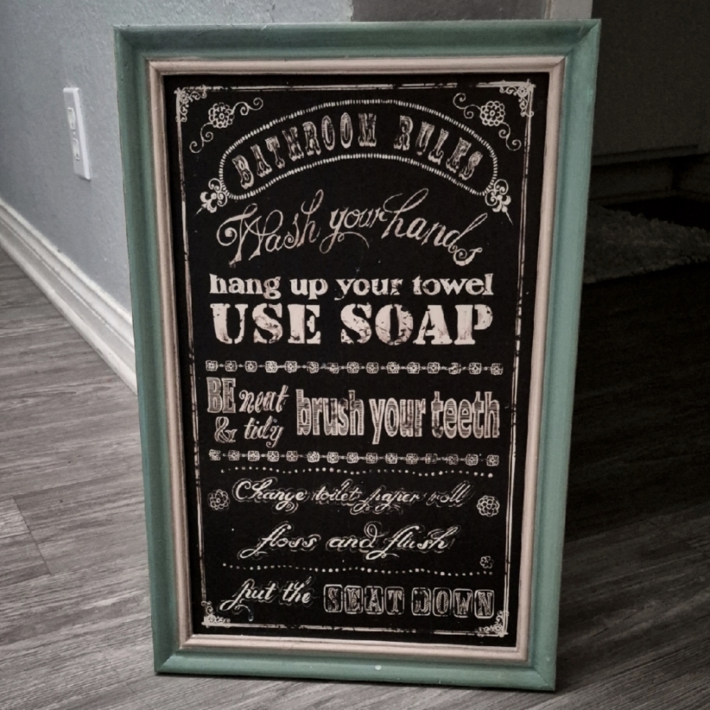 Chalkboard Style Bathroom Rules Sign